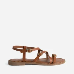 Eram Sandales^Sandale cuir multi brides COGNAC