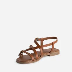 Eram Sandales^Sandale cuir multi brides COGNAC