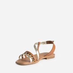 Eram Sandales^Sandale , doré, motif léopard cuir COGNAC