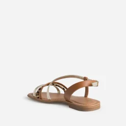 Eram Sandales^Sandale , doré, motif léopard cuir COGNAC