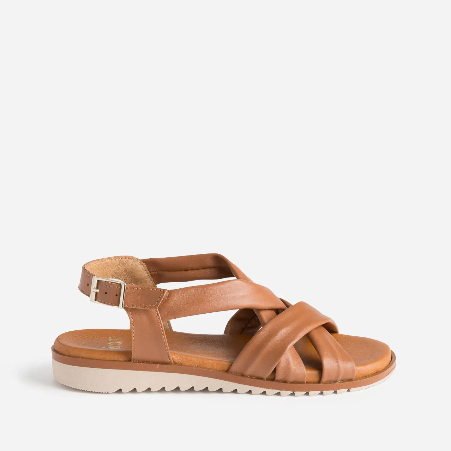 Eram Sandales^Sandale cognac en cuir souple éco-conçu CAMEL