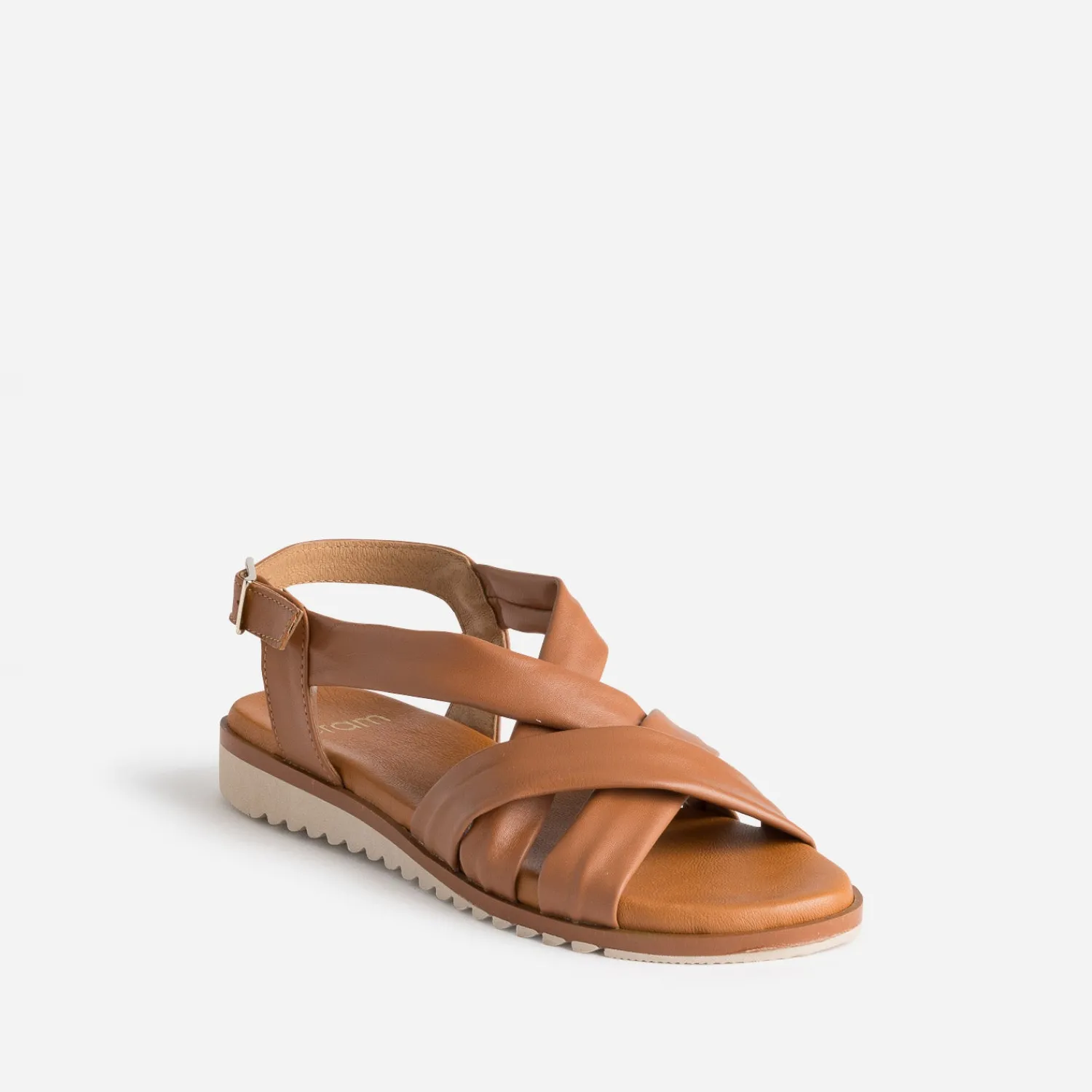 Eram Sandales^Sandale cognac en cuir souple éco-conçu CAMEL
