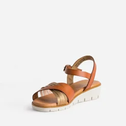 Eram Sandales^Sandale et bronze en cuir COGNAC