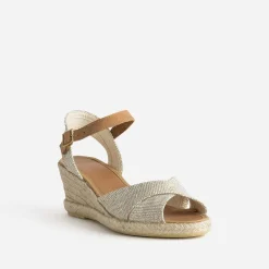 Eram Espadrilles|Sandales^Sandale compensée pailleté or éco-conçu BEIGE