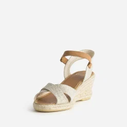 Eram Espadrilles|Sandales^Sandale compensée pailleté or éco-conçu BEIGE