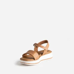 Buggy Sandales^Sandale compensée en cuir MARRON CLAIR