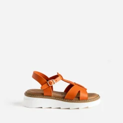 Buggy Sandales^Sandale compensée en cuir ORANGE