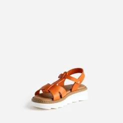 Buggy Sandales^Sandale compensée en cuir ORANGE