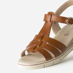 Caprice Sandales^Sandale compensée cuir COGNAC