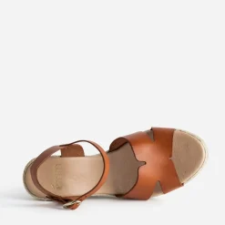 Eram Sandales^Sandale compensée cuir COGNAC