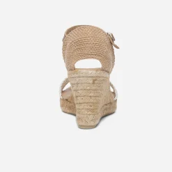 Eram Sandales^Sandale compensée écrue à bride tressée BEIGE