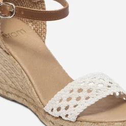 Eram Sandales^Sandale compensée écrue à bride tressée BEIGE