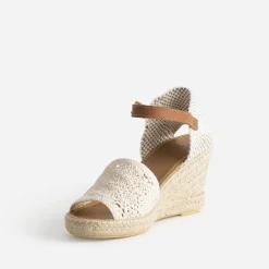 Eram Sandales^Sandale compensée écrue façon macramé BEIGE