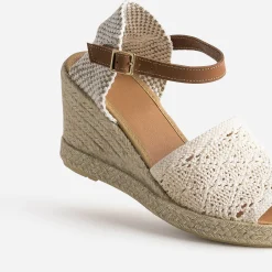 Eram Sandales^Sandale compensée écrue façon macramé BEIGE