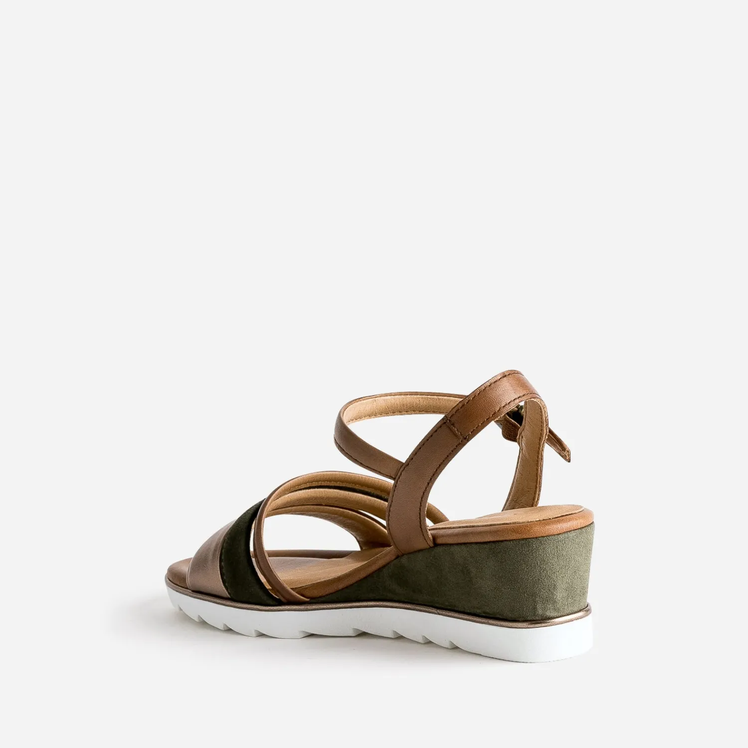 Marco Tozzi Sandales^Sandale compensée en cuir velours KAKI