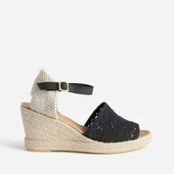Eram Sandales^Sandale compensée e façon macramé NOIR