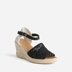 Eram Sandales^Sandale compensée e façon macramé NOIR