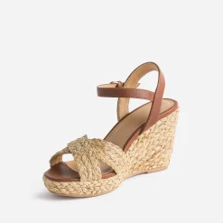 Texto Sandales^Sandale compensée effet raphia CAMEL