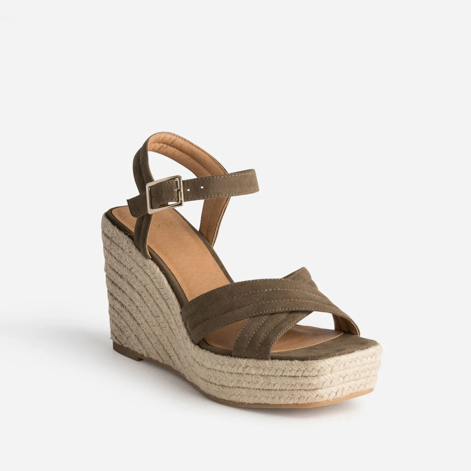 Texto Espadrilles|Sandales^Sandale compensée suédée KAKI