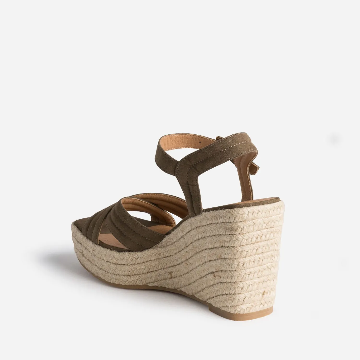 Texto Espadrilles|Sandales^Sandale compensée suédée KAKI