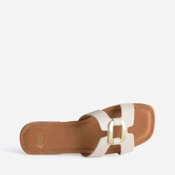 Eram Mules/Tongs|Sandales^Sandale écrue cuir et anneau ECRU