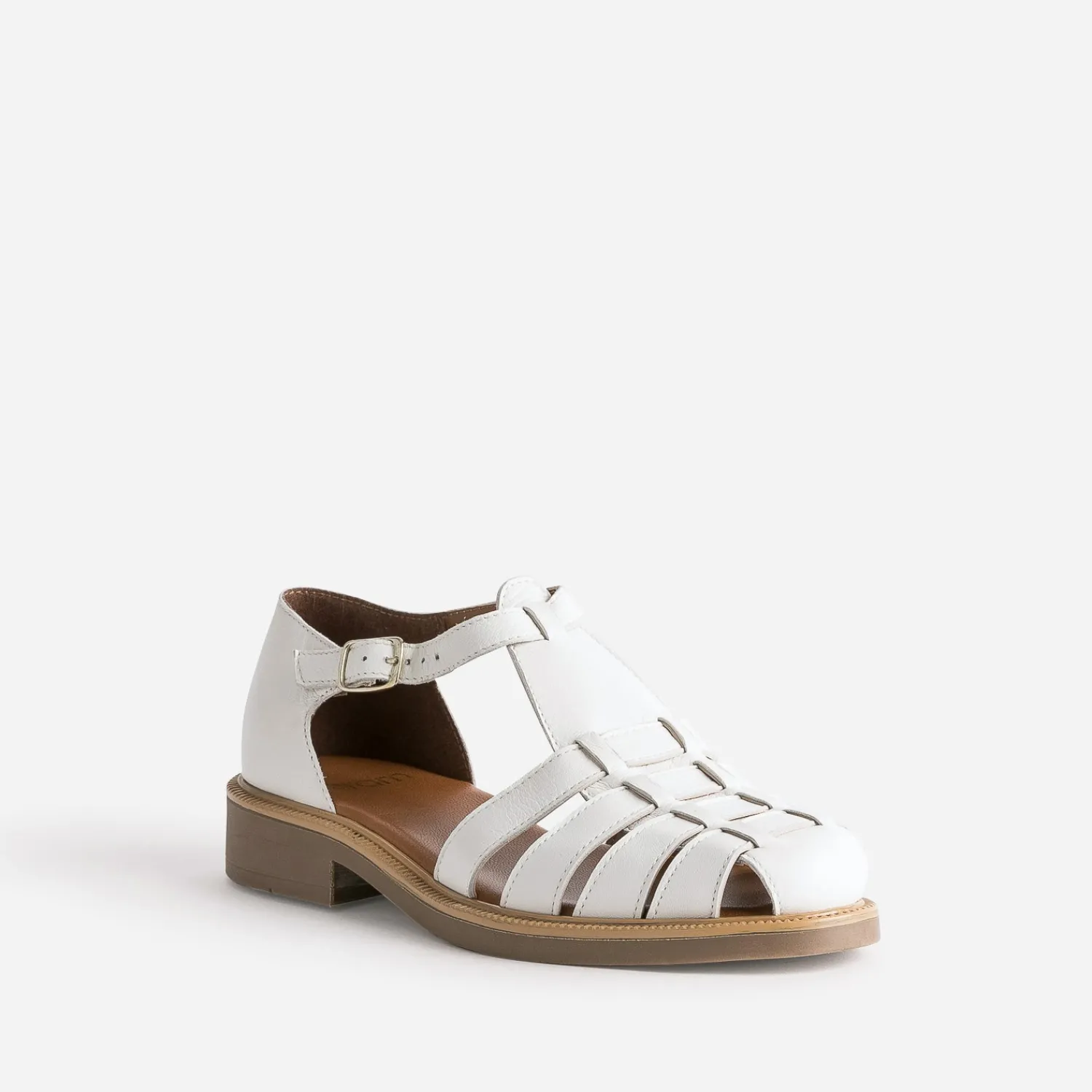 Eram Sandales^Sandale écrue en cuir à brides tressées ECRU