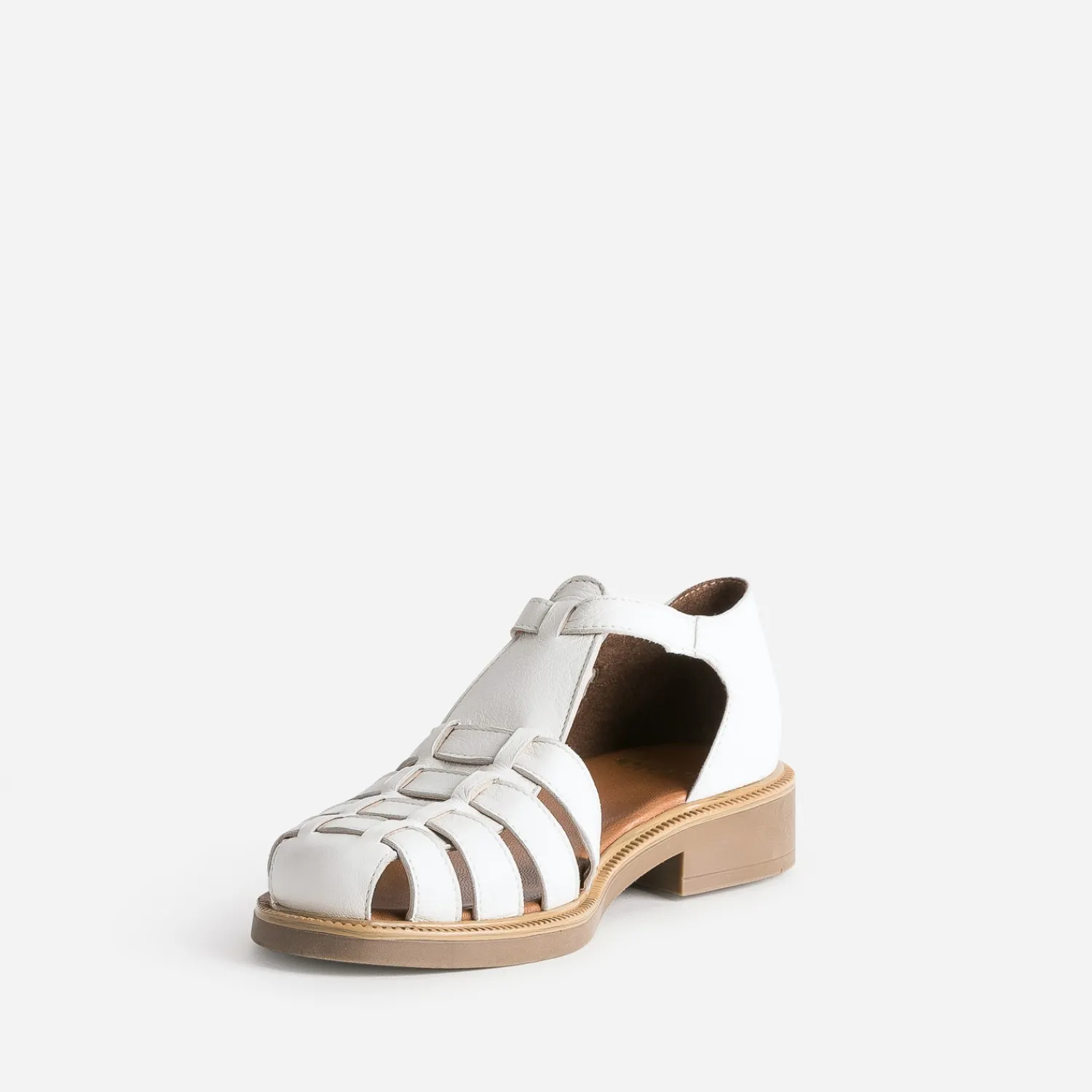 Eram Sandales^Sandale écrue en cuir à brides tressées ECRU