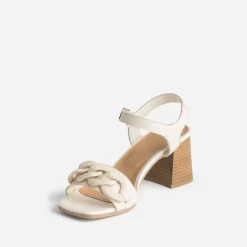 Eram Sandales^Sandale écrue en cuir avec maxi-chaîne écrue BEIGE