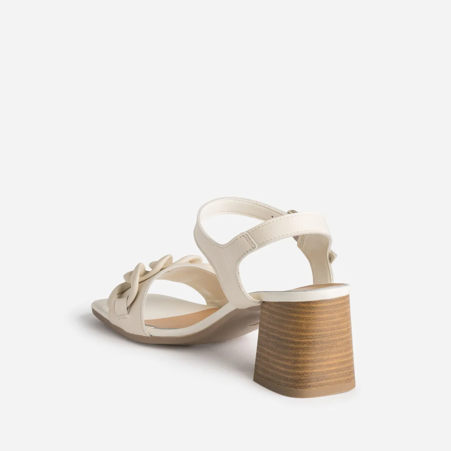 Eram Sandales^Sandale écrue en cuir avec maxi-chaîne écrue BEIGE