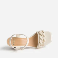 Eram Sandales^Sandale écrue en cuir avec maxi-chaîne écrue BEIGE