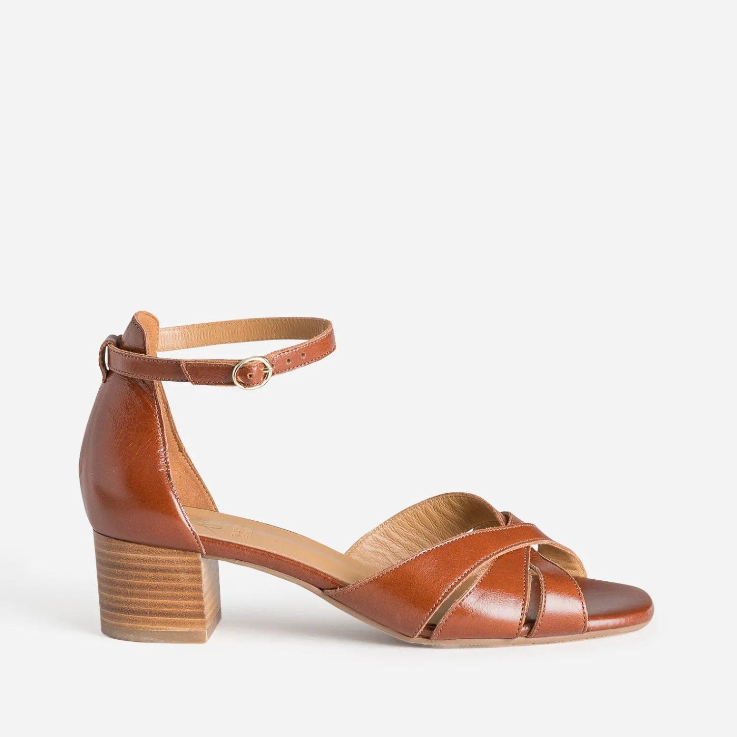 Eram Flex Sandales^Sandale cognac cuir brides croisées MARRON