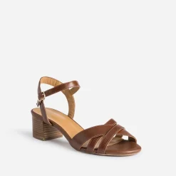Eram Flex Sandales^Sandale marron en cuir COGNAC