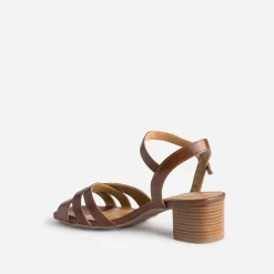 Eram Flex Sandales^Sandale marron en cuir COGNAC