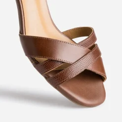 Eram Flex Sandales^Sandale marron en cuir COGNAC