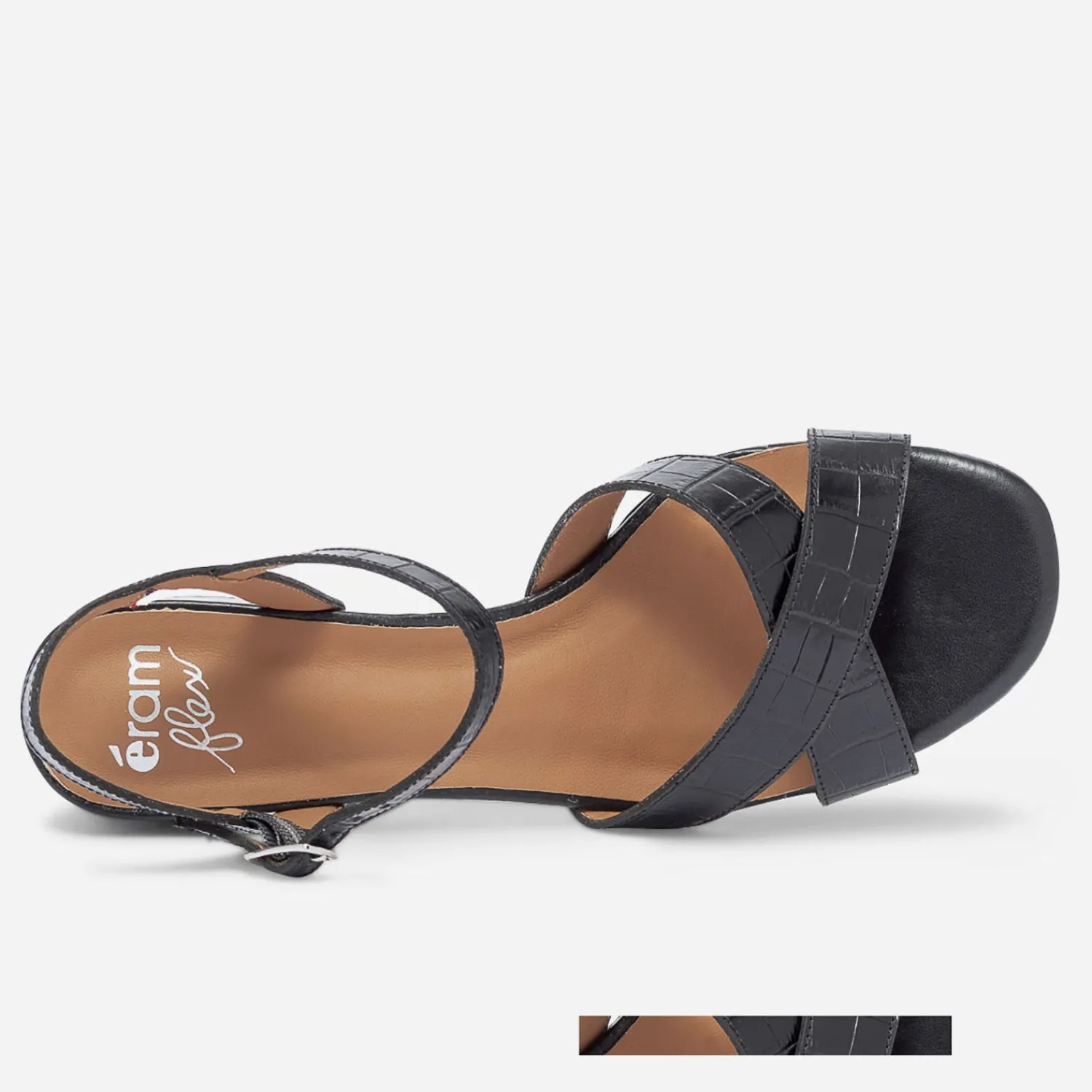 Eram Flex Sandales^Sandale e en cuir effet croco NOIR