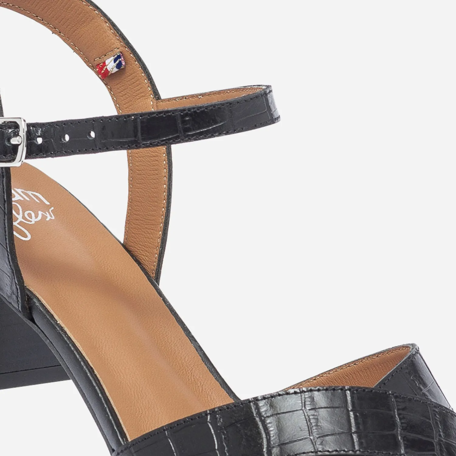 Eram Flex Sandales^Sandale e en cuir effet croco NOIR