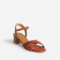 Eram Flex Sandales^Sandale terracotta en cuir velours ROUGE