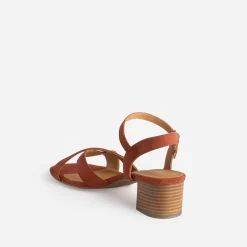 Eram Flex Sandales^Sandale terracotta en cuir velours ROUGE