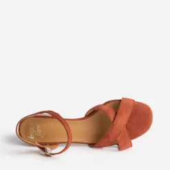 Eram Flex Sandales^Sandale terracotta en cuir velours ROUGE