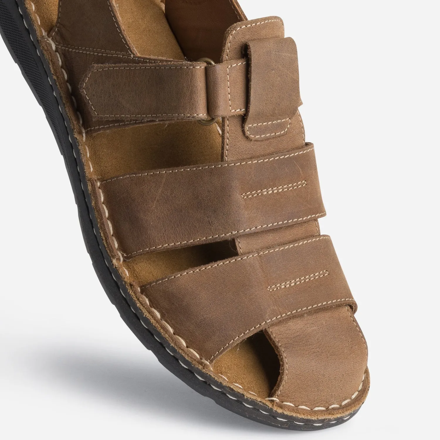 Eram Nu-Pieds/Sandales^Sandale fermée marron en cuir CAMEL