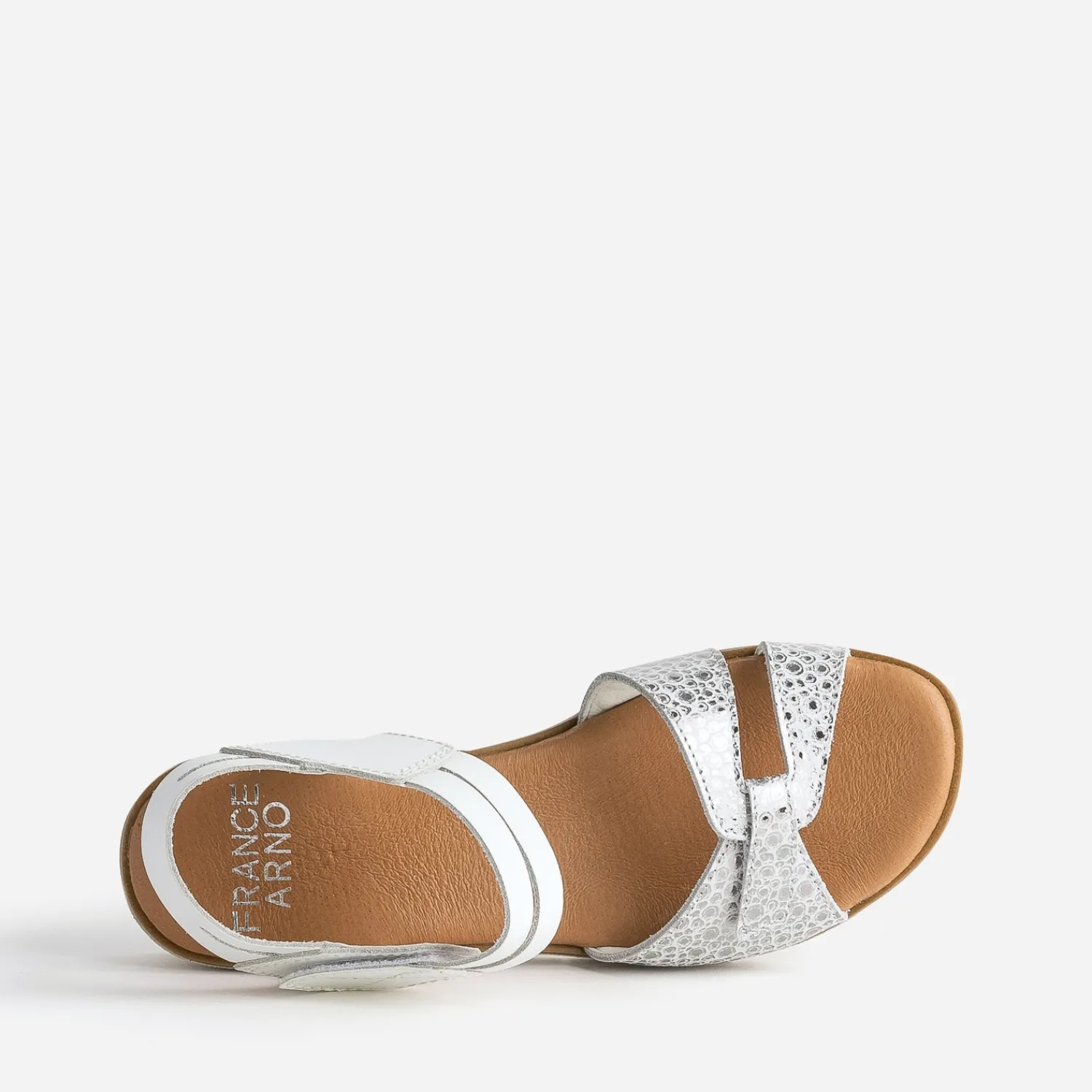 FRANCE ARNO Sandales^Sandale et argenté cuir BLANC