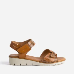 FRANCE ARNO Sandales^Sandale et effet python cuir COGNAC