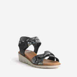 FRANCE ARNO Sandales^Sandale e cuir effet python NOIR