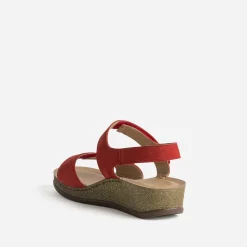 FRANCE ARNO Sandales^Sandale cuir nubuck ROUGE
