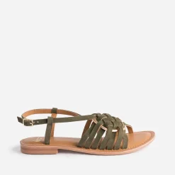 Eram Sandales^Sandale cuir velours avec anneau KAKI