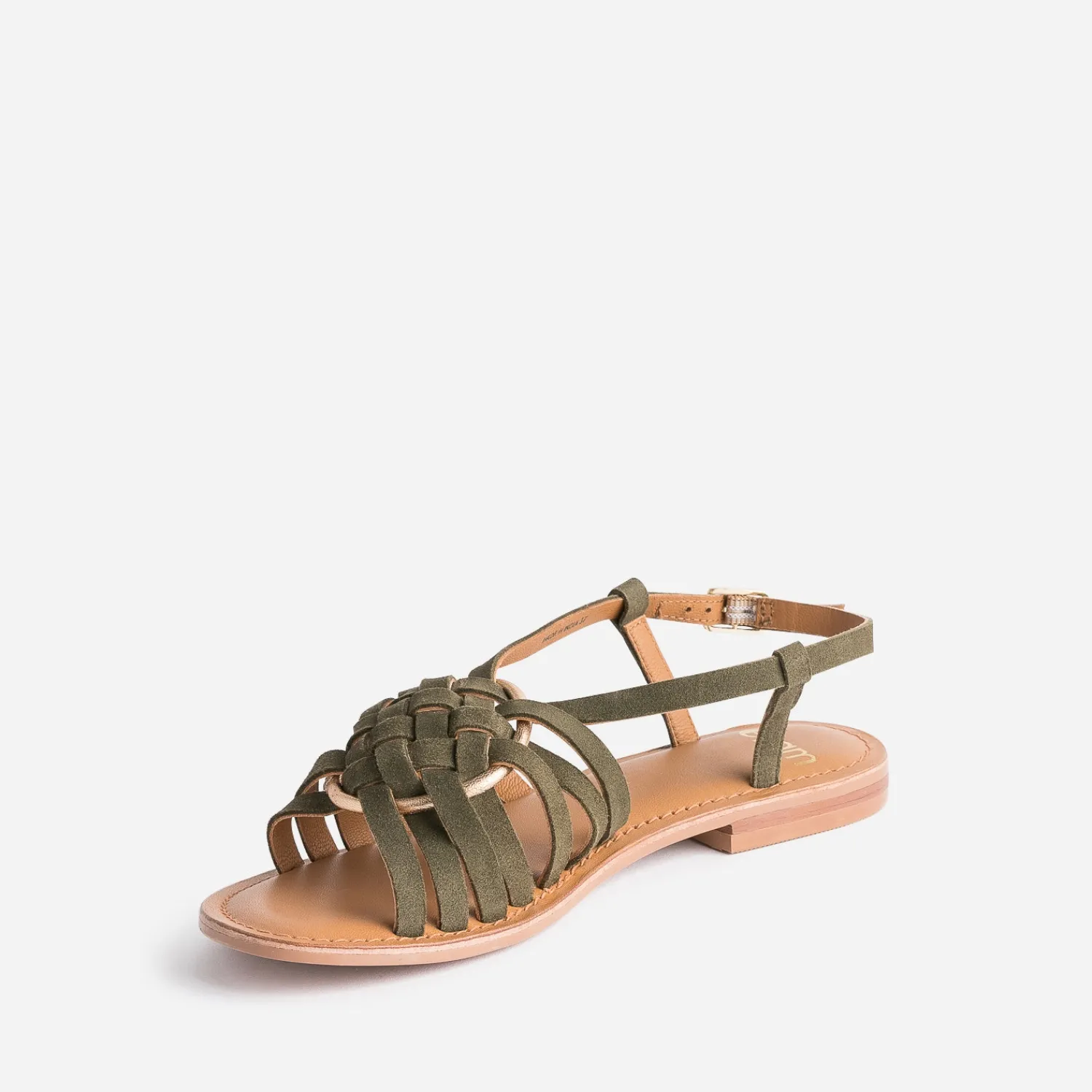 Eram Sandales^Sandale cuir velours avec anneau KAKI