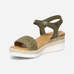 Eram Sandales^Sandale en cuir avec bride tressée KAKI