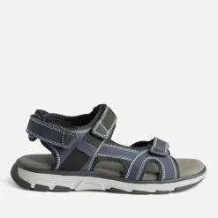 Eram Nu-Pieds/Sandales^Sandale marine cuir à scratchs BLEU
