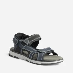Eram Nu-Pieds/Sandales^Sandale marine cuir à scratchs BLEU