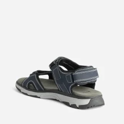 Eram Nu-Pieds/Sandales^Sandale marine cuir à scratchs BLEU